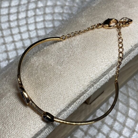 Swarovski Evil Eye Bangle Bracelet Gold-Tone Blue Crystal Small Swan Logo - Picture 13 of 13